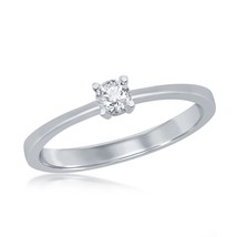 Sterling Silver, 3.5mm Round Solitaire CZ 4-prong Engagement Ring - £15.18 GBP