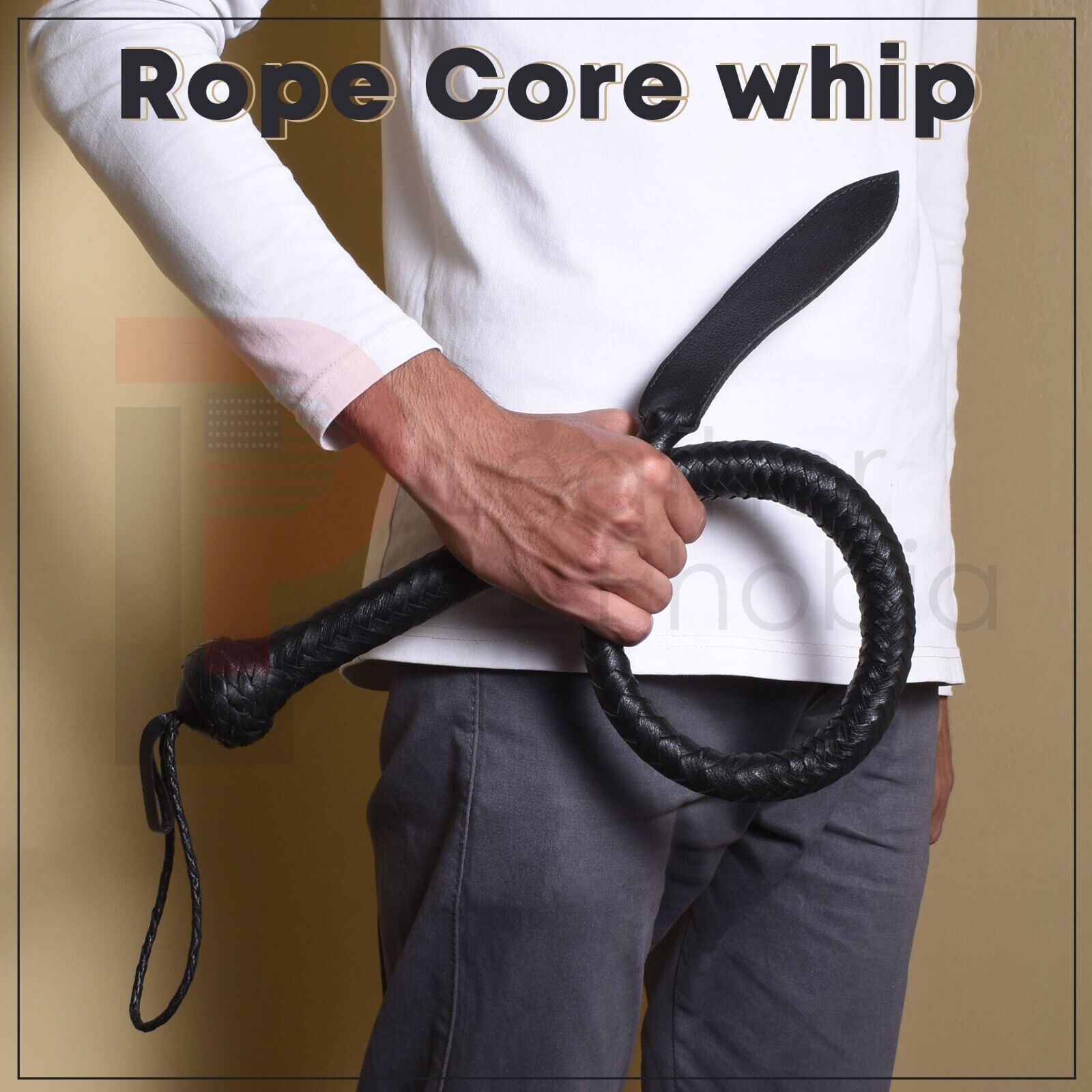 Genuine Cow Hide Leather Bull Whip 3 feet long 16 plaits Heavy Equestria... - $25.23