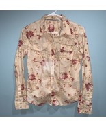 izod womens floral pearl snap shirt size S Petite ivory multicolor light... - £13.95 GBP
