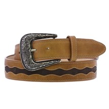 Honey Brown Cowboy Belt Western Dress Overlay Leather Removable Silver B... - $29.99