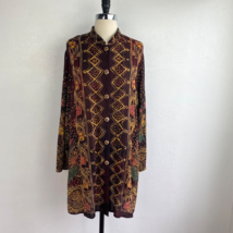 Vintage Carole Little Womens Tunic Top Large Button Front Tribal Lagenlo... - £27.24 GBP