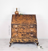 Antique Mahogany Painted Black Gold Secretary Slant Desk ca 1850 - £1,234.77 GBP