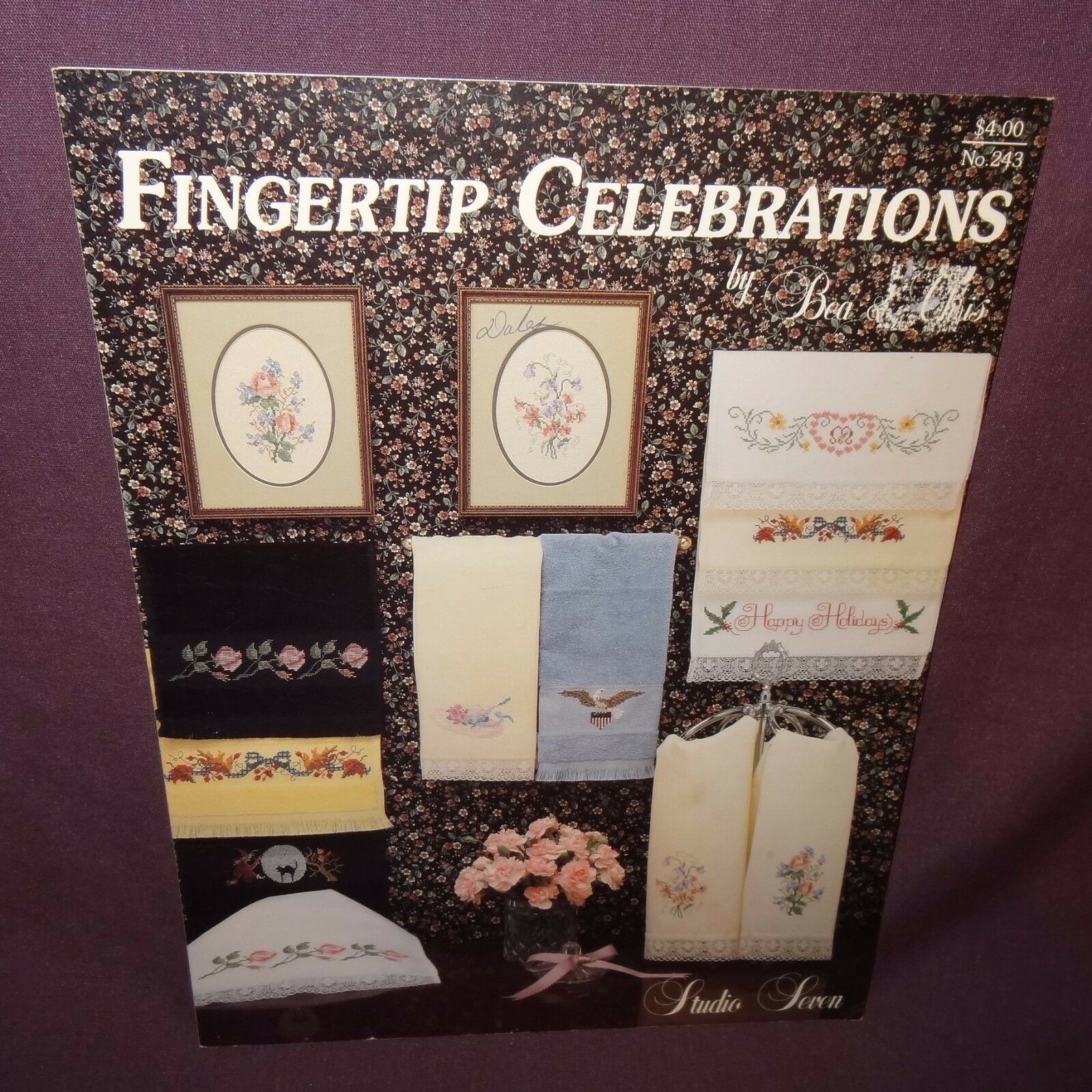 Fingertip Celebrations Towels Cross Stitch Pattern Booklet 243 1991 Bea Chris - $7.99