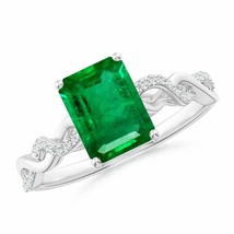 ANGARA 8x6mm Natural Emerald Solitaire Infinity Twist Ring in Sterling Silver - £799.04 GBP+