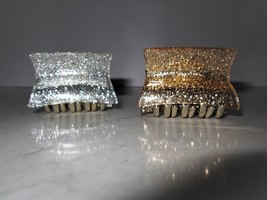 Small or medium gold or silver sparkly glitter hair claw clip - £6.34 GBP