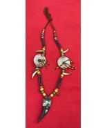Naga Headhunter Vintage Beaded Warrior Necklace With Horn Amulet - $120.00
