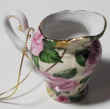A SPECIAL PLACE 2003 Porcelain Pitcher Pink Floral Gold Trim Doll House Ornament - £7.13 GBP