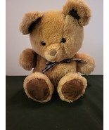 Vintage 1982 Dakin Tan Brown Teddy Bear Plush Stuffed Animal Toy 13&quot; w bow - £6.91 GBP