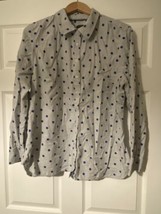 Talbots Women&#39;s Gray and blue polka dot button up shirt size XL - £10.96 GBP
