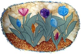 Tulips in Bloom: Quilted Art Wall Hanging - $205.00