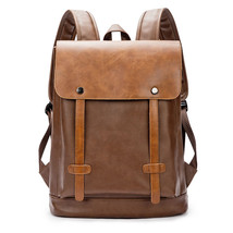 Men&#39;s Backpack Backpack College Style Middle School Student Schoolbag Leather Ba - £51.15 GBP