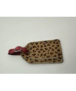 Jon Hart Design Pink Leopard Print Leather Luggage Tag Calf Hair &amp; Smoot... - £8.90 GBP