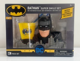 Batman Super Smile Set - Kids Toothbrush Holder, Toothbrush &amp; Rinse Cup New - $12.64