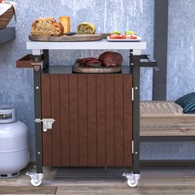 Stainless Steel Outdoor Grill Cart, Wheels, Storage, Hooks, BBQ Table - $244.99