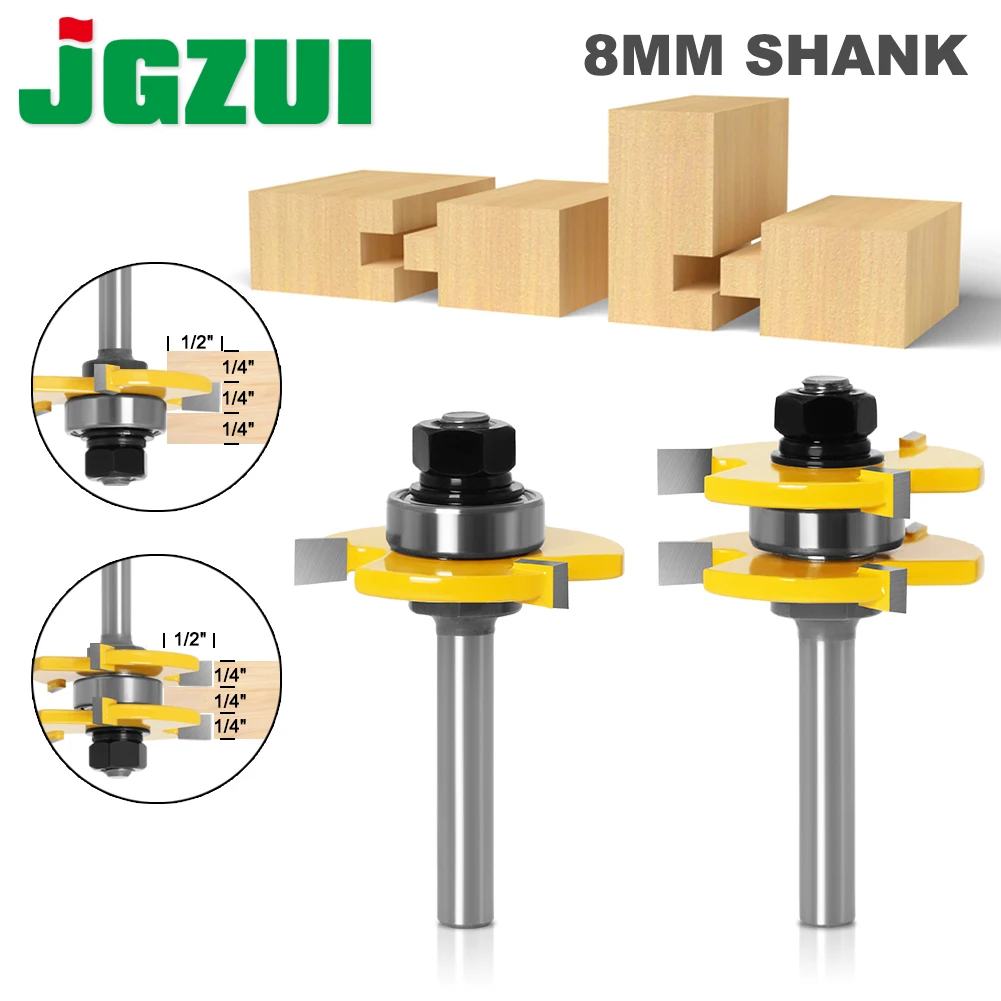 2 pc 8mm Shank high quality Tongue &amp; Groove Joint embly Router Bit Set 3/4&quot; Stoc - £172.67 GBP