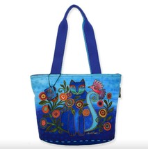 Laurel Burch &quot;Cerulean Blue Cat&quot; Small Shoulder Tote Bag Purse - £31.64 GBP