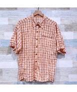 Mountain Hardwear Short Sleeve Hiking Shirt Orange Plaid Nylon Blend Men... - $34.64