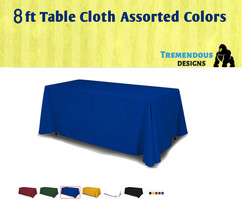 8f Table Cloth Full solid Color 4 Sided Fabric 100% Polyester Trade shows &amp; More - £26.72 GBP