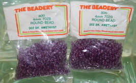 4mm ROUND BEADS THE BEADERY PLASTIC DARK AMETHYST 2 PACKAGES 1,600 COUNT - $3.99
