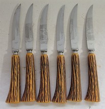 6 Vintage Englishtown Cutlery Sheffield England Bakelite Handles SS Steak Knives - £15.03 GBP
