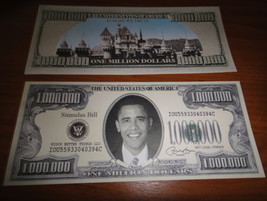 Fake Barack Obama Stimulus Bill Gag Gift One Million Dollar Fake Bill - $2.50