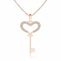 ANGARA Natural Diamond Heart Key Pendant Necklace in 14K Gold (IJI1I2, 0.13 Ctw) - £360.97 GBP