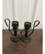 Pair Vintage Wrought Iron Mason Candlelight Company Candle Holder Rustic - £27.88 GBP