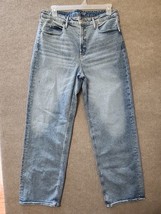 Old Navy Sky Hi Wide Leg Jeans Womens 14 Tall Blue Light Wash Distressed NEW - £21.19 GBP