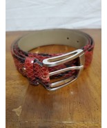 Vera Pelle Red Black Patent Leather Crocodile Pattern Belt Made Italy 45... - €26,56 EUR