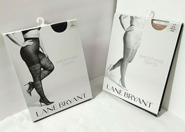 Lane Bryant 2 Pr Smoothing Tights Sz E/F Black Diamond Dot + Nude Shimmer Sheer - £26.07 GBP