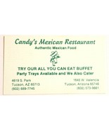 Candy&#39;s Mexican Restaurant Vintage Business Card Tuscan Arizona bc4 - £3.10 GBP
