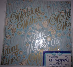 Vtg Tie Tie Dove Wedding Wishes Gift Wrap 2 29in x 20 in Sheets New in Wrapper - £4.81 GBP