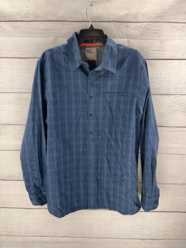 Primary image for 5.11 Tactical Echo Rapidraw Snap Button Long Sleeve Shirt Blue Plaid Mens Large