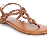 New Women&#39;s Merona Jana Quarter Strap Flat Strappy Sandals in Cognac NWT - $13.89