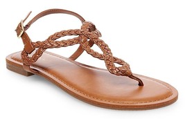New Women&#39;s Merona Jana Quarter Strap Flat Strappy Sandals in Cognac NWT - $13.89