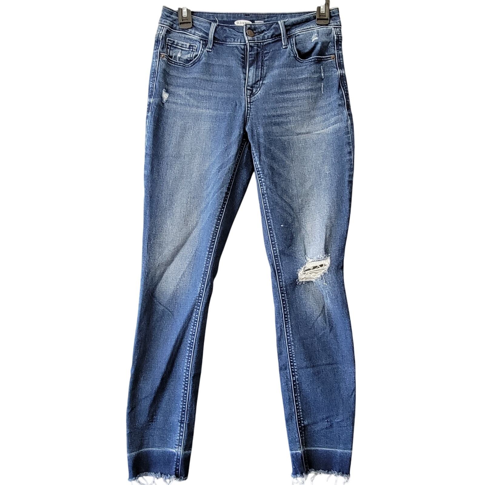 Old Navy Rockstar Super Skinny Ankle Jeans Womens 2 Blue Distressed Rips... - $6.30