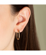 14K Yellow Gold Oval Hoop Earrings - $261.21 CAD