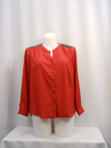 Elementz Ladies Button-Down Shirt Long Sleeve Red Plus Size 1X - £22.67 GBP