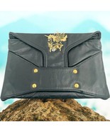 Noir Black Leather Embellished Pegasus Envelope Clutch Bag Club - $763.10 MXN