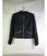 New York &amp; Company Faux Leather Moto Biker Jacket Knit Inset Black Women... - £41.49 GBP