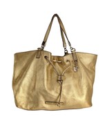 Juicy Couture Robertson Gold Pebble Leather Drawstring Handbag Purse Tot... - $72.47 CAD