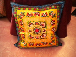 Embroidered Cotton Decorative Cushion Cover Case: yellow backsplash - $21.99