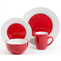 Holiday Red  And White Circle 16 Piece Dinnerware Set Service For 4  - £188.85 GBP