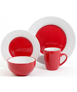 Holiday Red  And White Circle 16 Piece Dinnerware Set Service For 4  - £191.15 GBP
