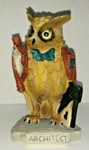 Vintage 1993 Anthropomorphic Owl Art Desk Décor Title &quot;Architect&quot; Paper ... - £13.27 GBP