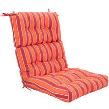 22&quot;x44&quot; Indoor Outdoor High Back Chair Cushion Patio Seating Pad Red and Orange - £73.44 GBP