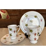 Royal Victoria Coffee/Tea &amp; Desert Plate  2 SETS - Autumn Leaves Grapevi... - €21,45 EUR