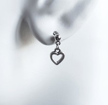 Heart Silver Tone Stainless Steel Ball Stud Earrings F141 - £6.38 GBP