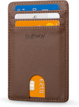 Mens Slim Wallet, Minimalist Thin Front Pocket Leather Credit Card Holde... - £14.15 GBP