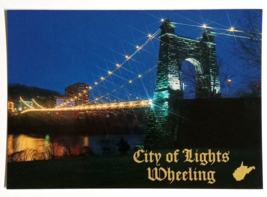 City of Lights Suspension Bridge Christmas Wheeling West Virginia WV Postcard - £6.29 GBP
